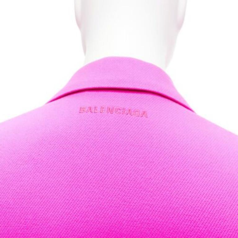 BALENCIAGA hot pink cavalry wool oversized long coat FR34 XS Hailey Beiber For Sale 3
