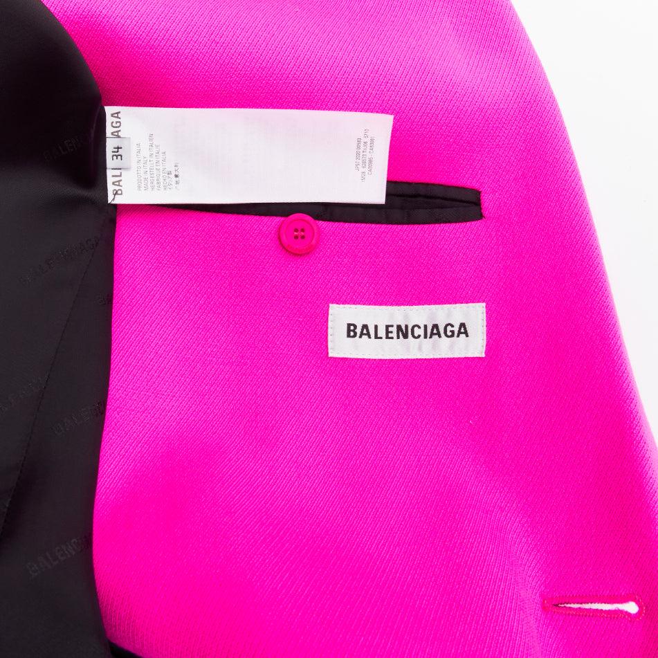 BALENCIAGA hot pink cavalry wool oversized long coat FR34 XS Hailey Beiber For Sale 4