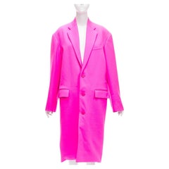 BALENCIAGA manteau long en laine rose cavalier surdimensionné FR34 XS Hailey Beiber