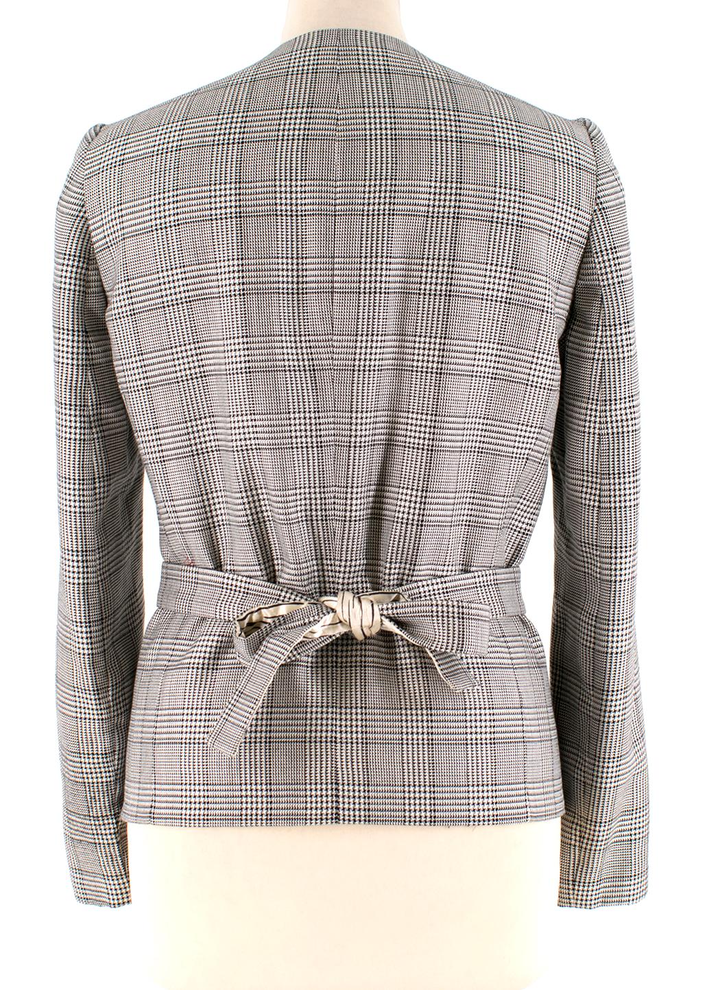 Gray Balenciaga Houndstooth Belted Jacket - Size US 4 For Sale
