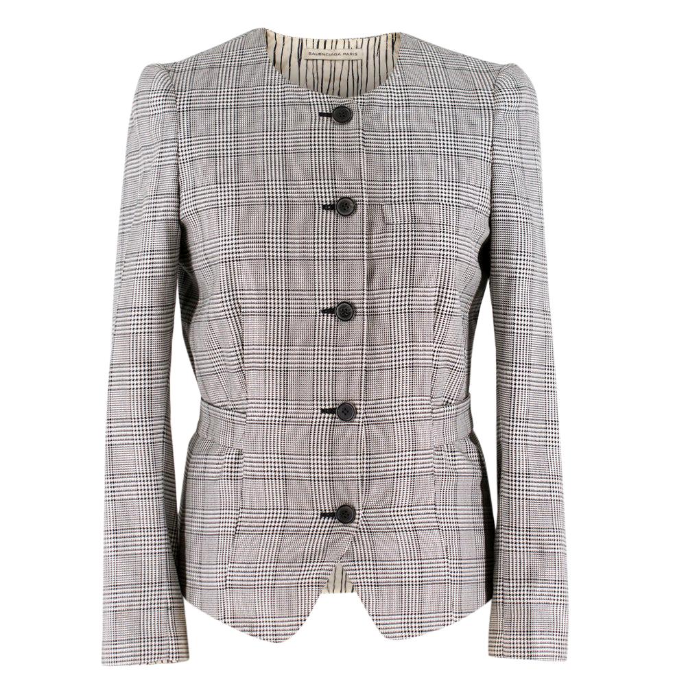 Balenciaga Houndstooth Belted Jacket - Size US 4 For Sale