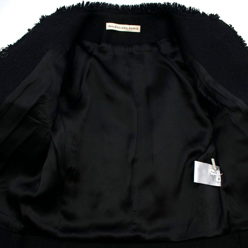 Black Balenciaga houndstooth tweed trim jacket 36 XS