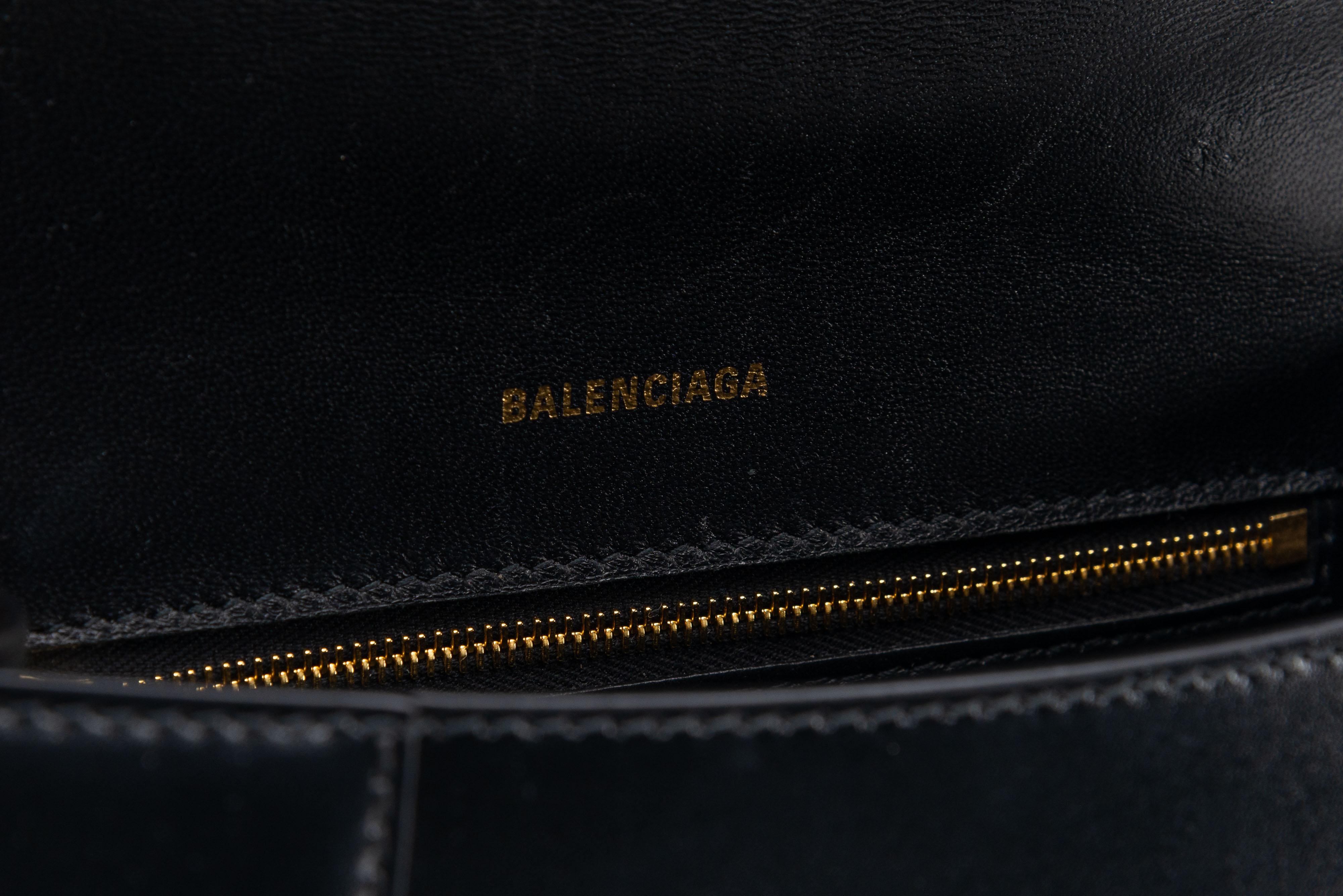Balenciaga Hourglass Bag Black Shiny Box Calfskin Small For Sale 9