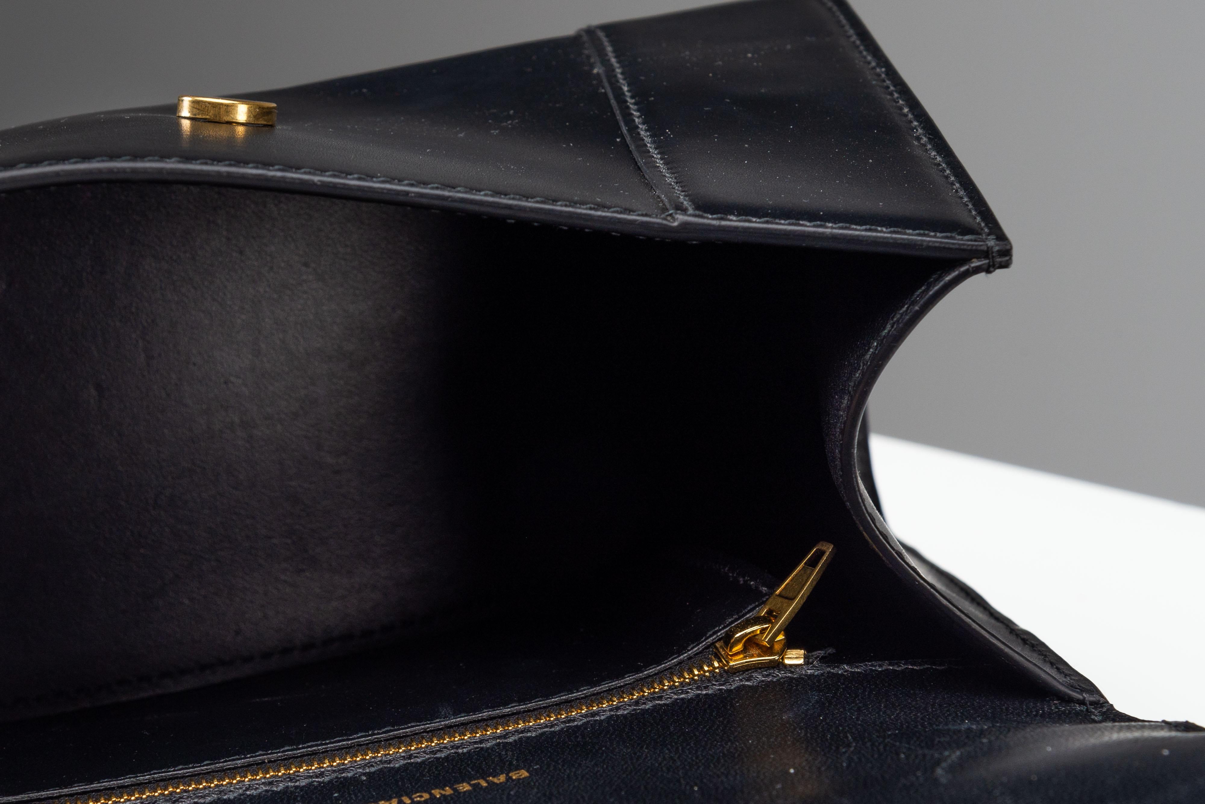 Balenciaga Hourglass Bag Black Shiny Box Calfskin Small 7