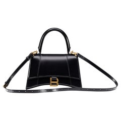 Balenciaga Hourglass Bag Black Shiny Box Calfskin Small