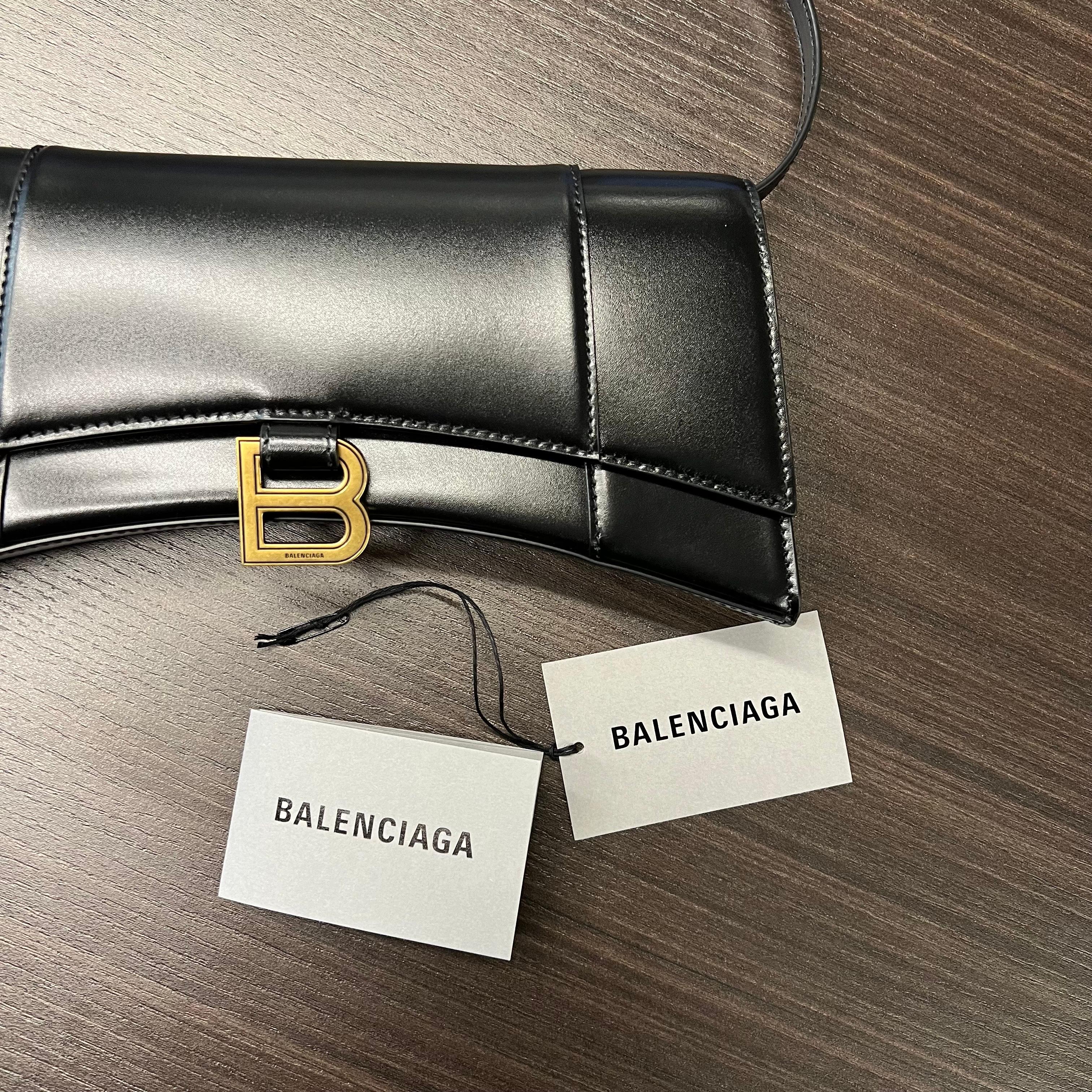 Balenciaga Hourglass Black Calf Leather Gold Tone Hardware Ladies Shoulder Bag  3