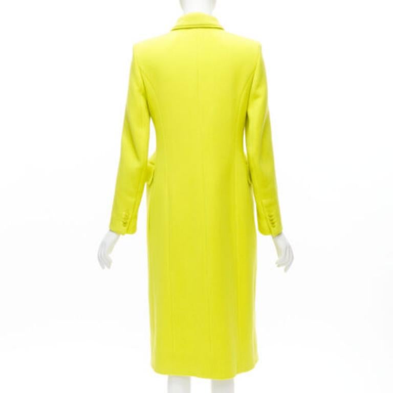 Women's BALENCIAGA Hourglass bright yellow wool double breasted peplum coat FR34 XS For Sale