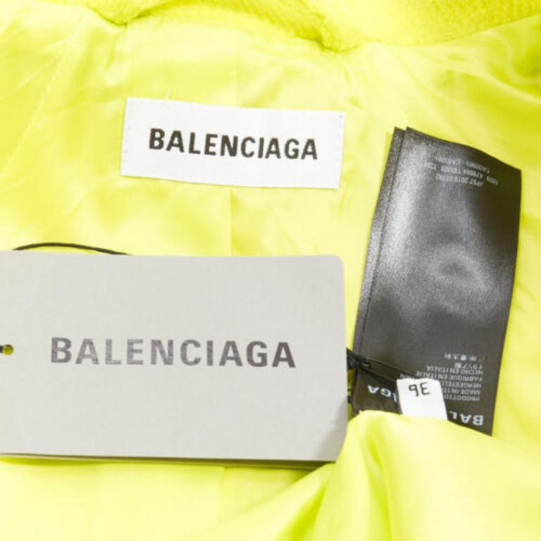 BALENCIAGA Hourglass bright yellow wool double breasted peplum coat FR36 S 5