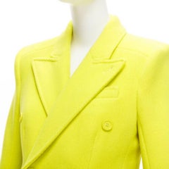 BALENCIAGA Hourglass bright yellow wool double breasted peplum coat FR36 S