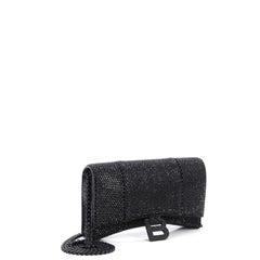 Balenciaga Hourglass Chain Wallet Suede with Crystals XS