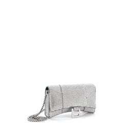 Balenciaga Hourglass Chain Wallet Suede with Crystals XS