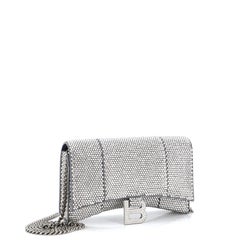Balenciaga Hourglass Chain Wallet Suede with Crystals XS