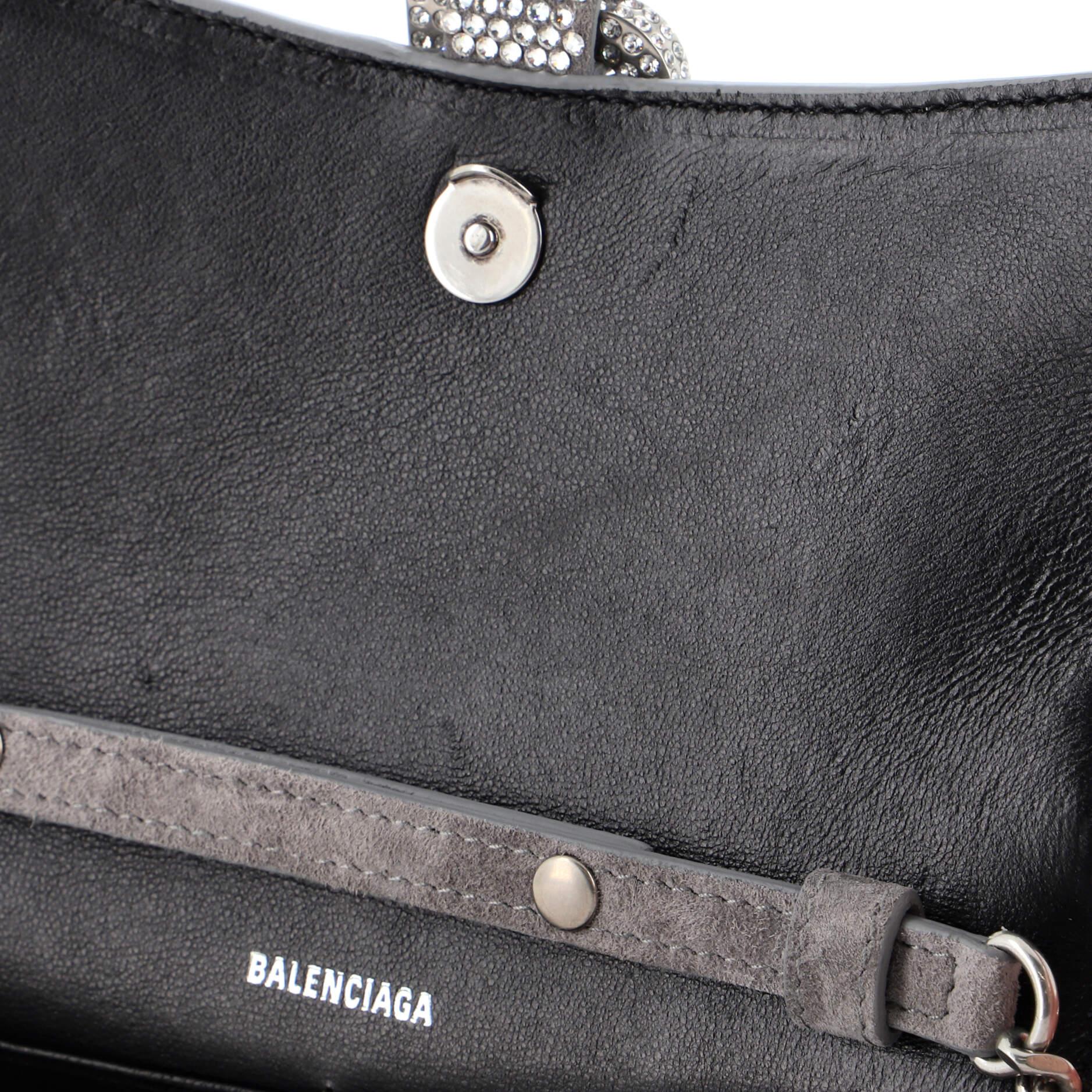 Balenciaga Hourglass Chain Wallet Suede with Crystals XS For Sale 2