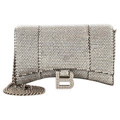 Balenciaga Hourglass Chain Wallet Suede with Crystals XS