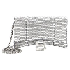 Balenciaga Hourglass Chain Wallet Suede with Crystals XS