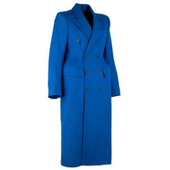 Balenciaga Hourglass Double Breasted Wool Blend Coat Royal Blue 38 FR