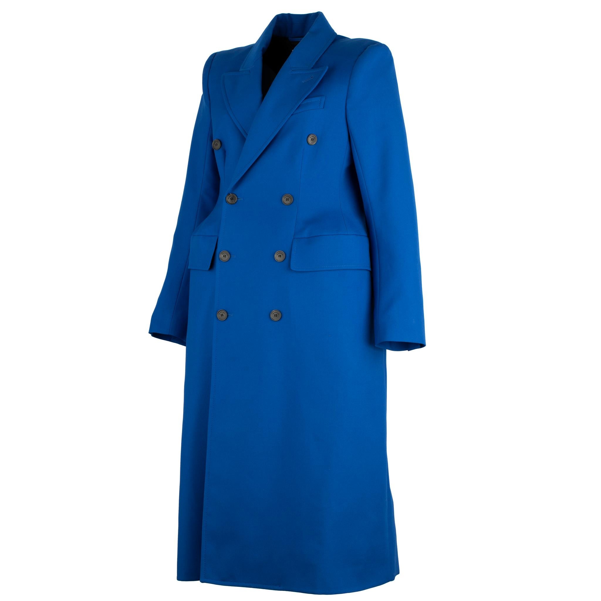 Balenciaga Hourglass Double Breasted Wool Blend Coat Royal Blue 38 FR In New Condition For Sale In DOUBLE BAY, NSW