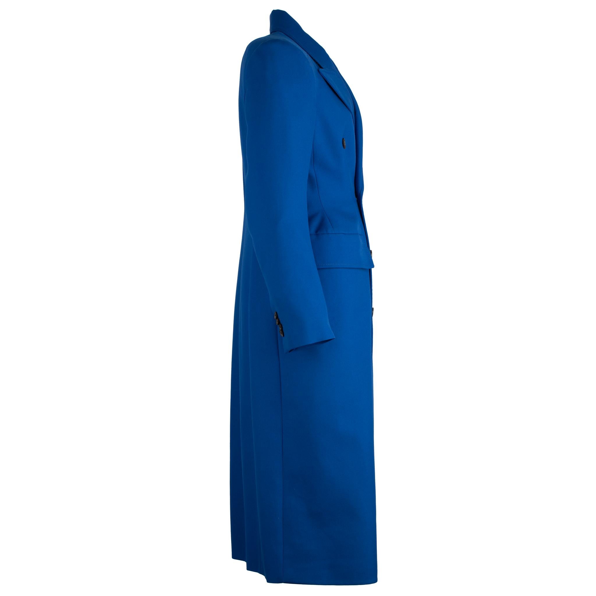 Balenciaga Hourglass Double Breasted Wool Blend Coat Royal Blue 38 FR For Sale 4