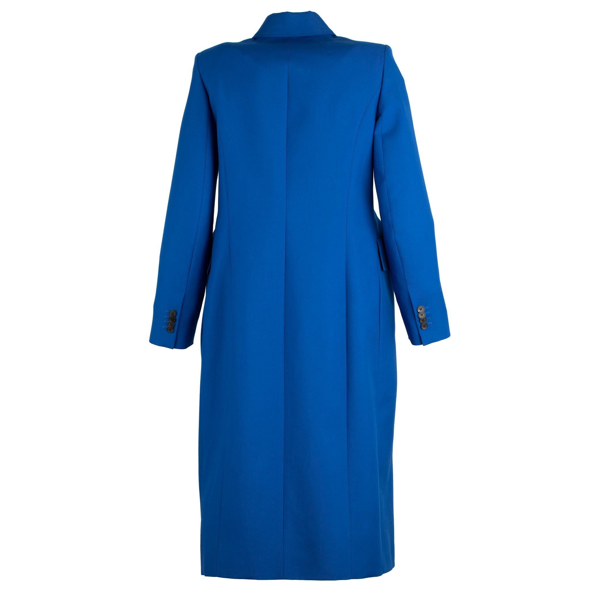 Balenciaga Hourglass Double Breasted Wool Blend Coat Royal Blue 38 FR For Sale 5