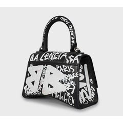 Balenciaga Sanduhr Ledertasche Schwarz-Weiß