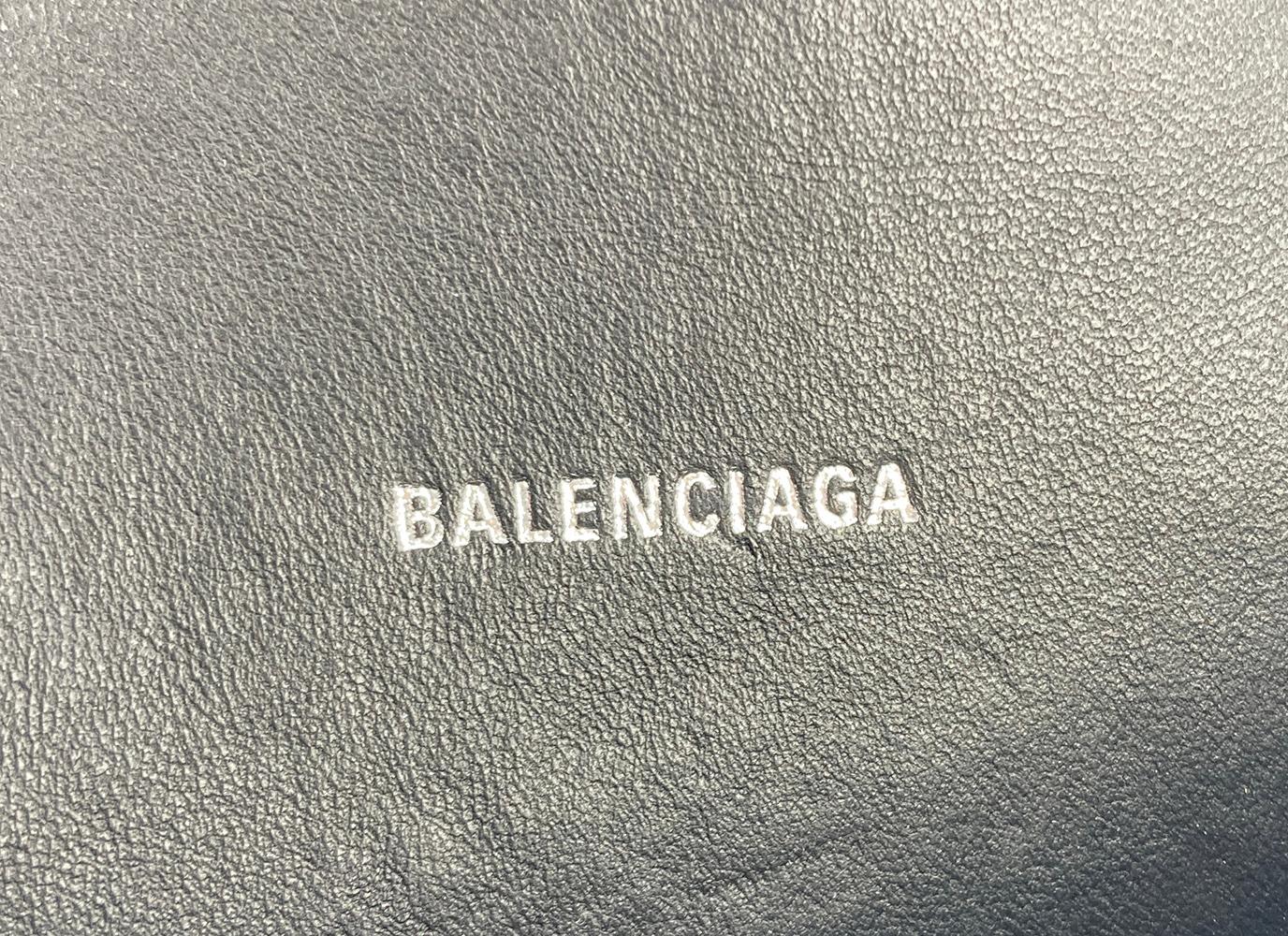 Balenciaga Hourglass Mini Handbag Black Embossed Crocodile 3