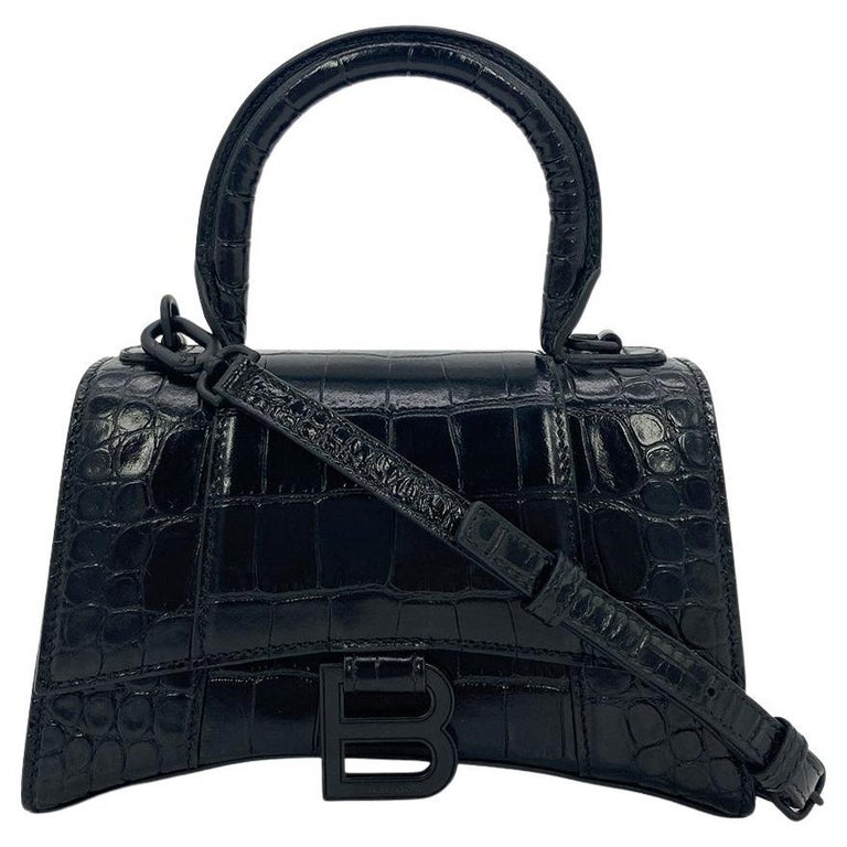 Balenciaga Black Croc Mini Hourglass Wallet Bag – BlackSkinny