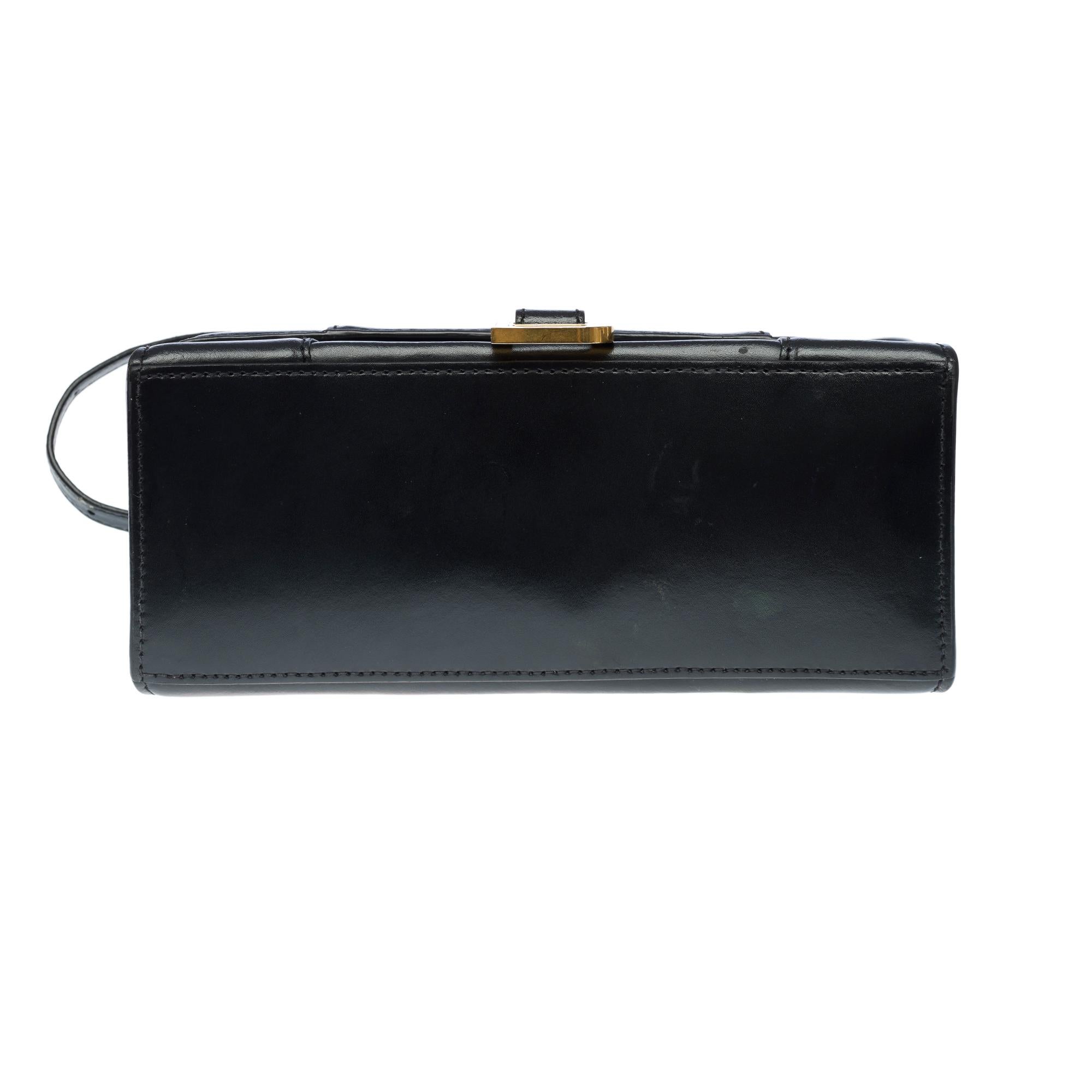 Balenciaga Hourglass small box handbag strap in black box calf leather, GHW 5