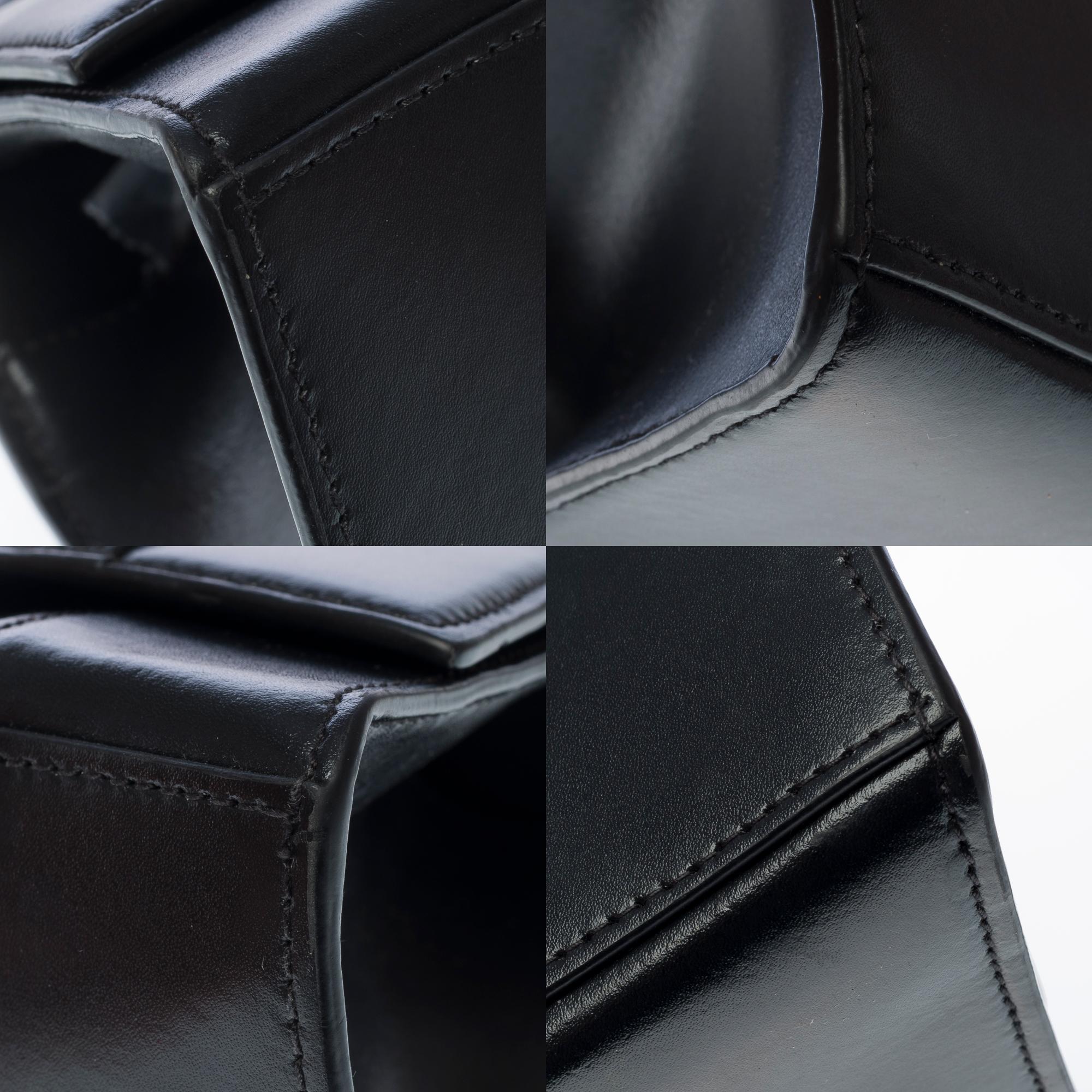 Balenciaga Hourglass small box handbag strap in black box calf leather, GHW 6