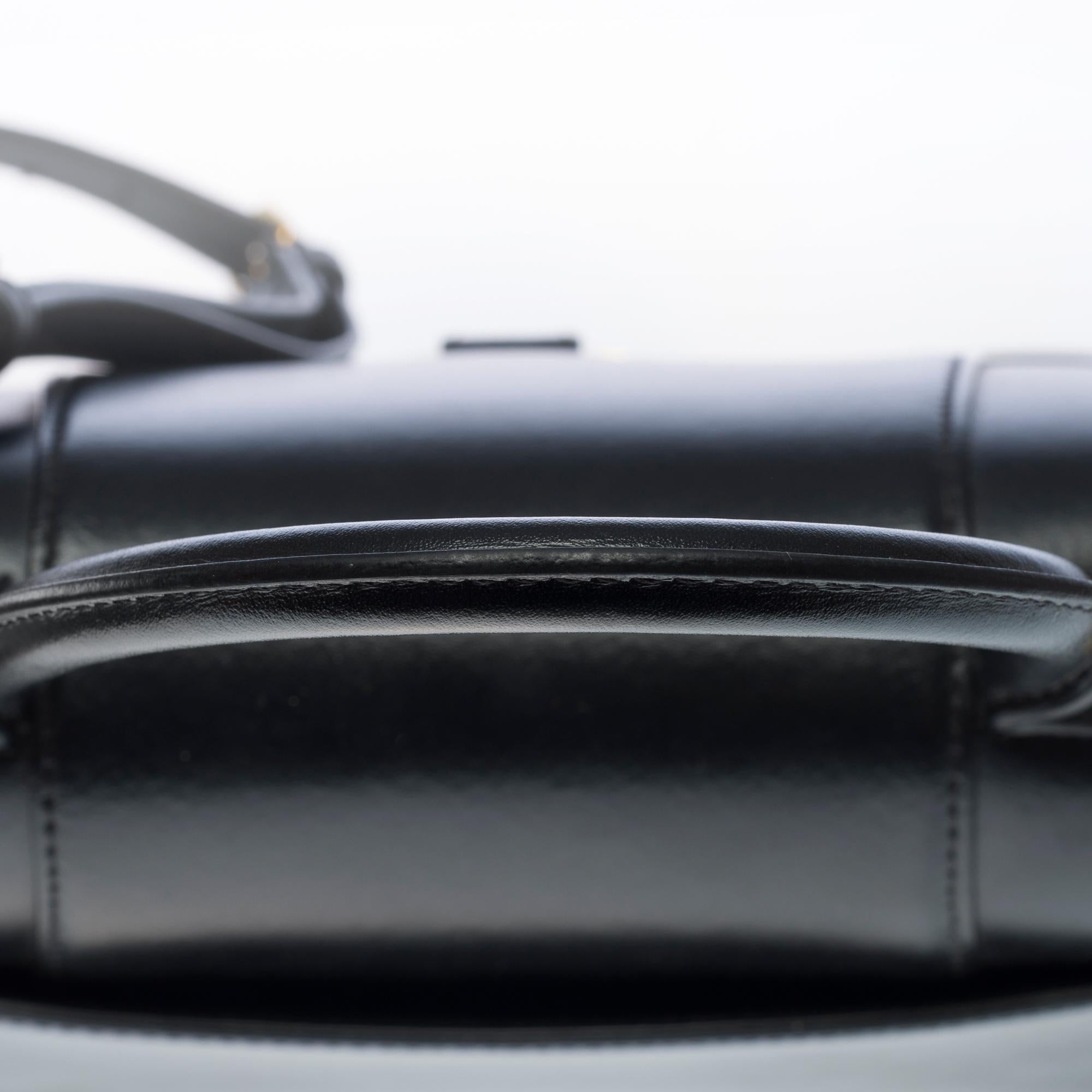 Balenciaga Hourglass small box handbag strap in black box calf leather, GHW 4
