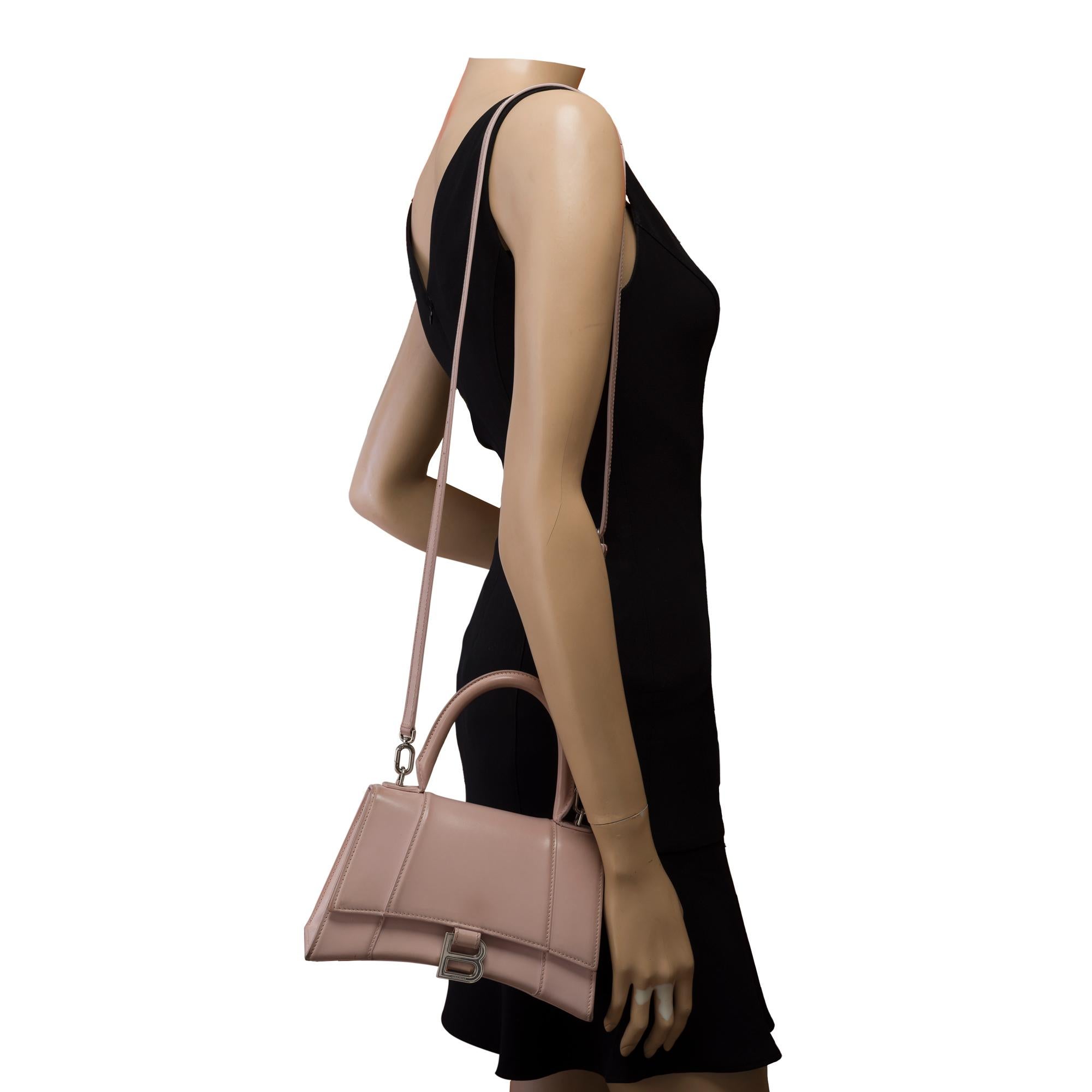Balenciaga Clessidra piccola in pelle di vitello rosa, PHW in vendita 7