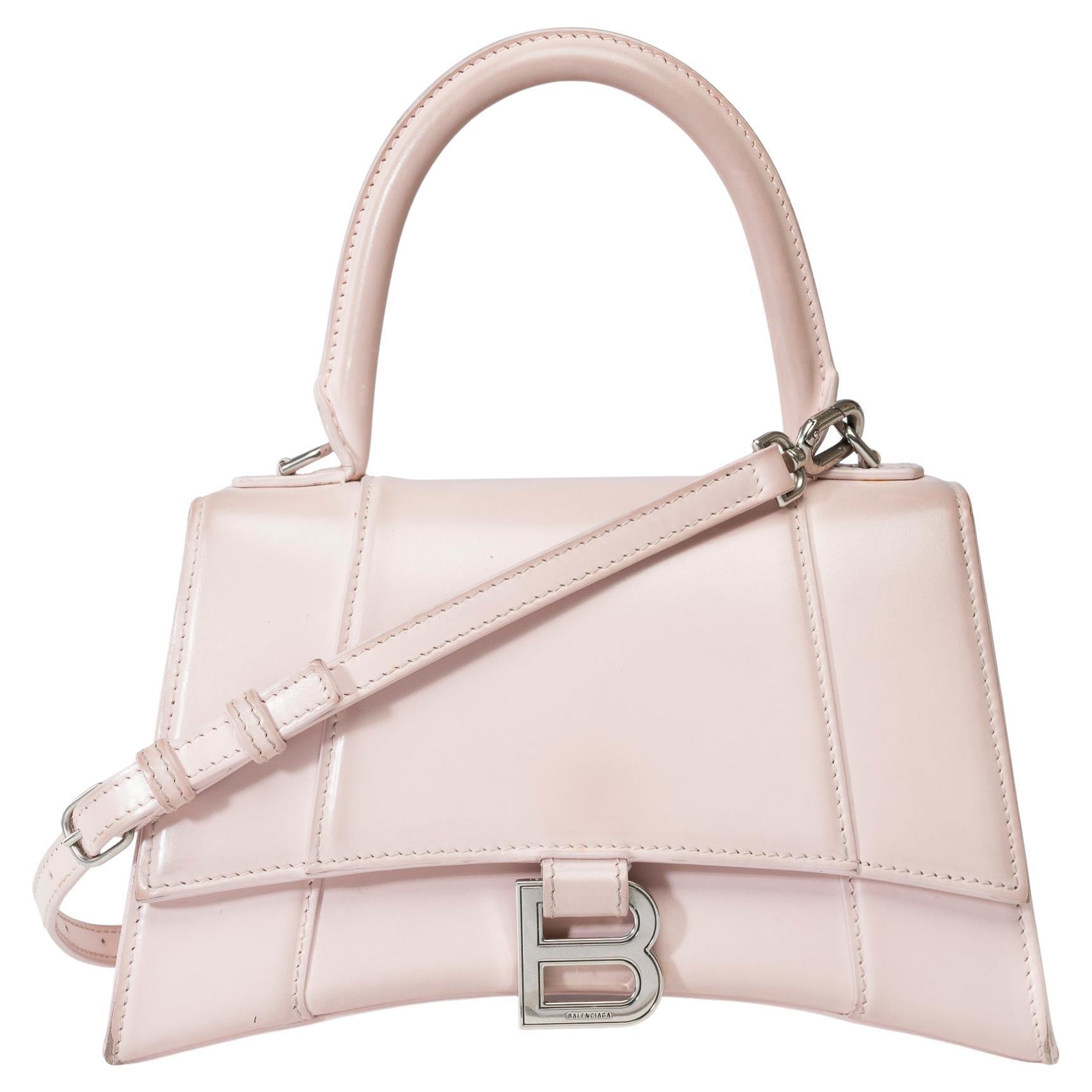 Balenciaga Clessidra piccola in pelle di vitello rosa, PHW in vendita