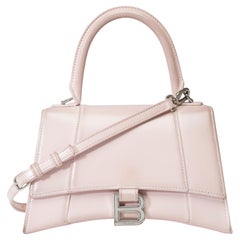 Balenciaga Hourglass small box handbag strap in Pink box calf leather, PHW