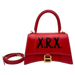 Balenciaga Hourglass Small Red Leather Custom XRX Graffiti Flap Bag Gold