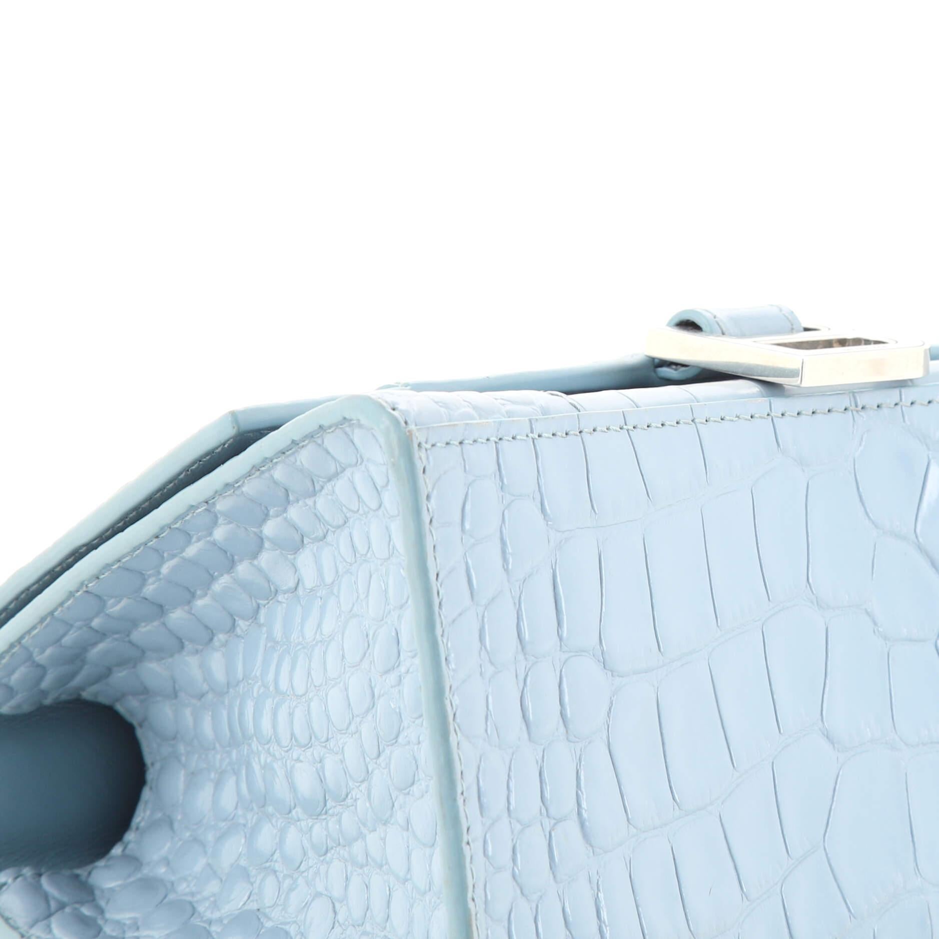 Balenciaga Hourglass Top Handle Bag Crocodile Embossed Leather Small 2