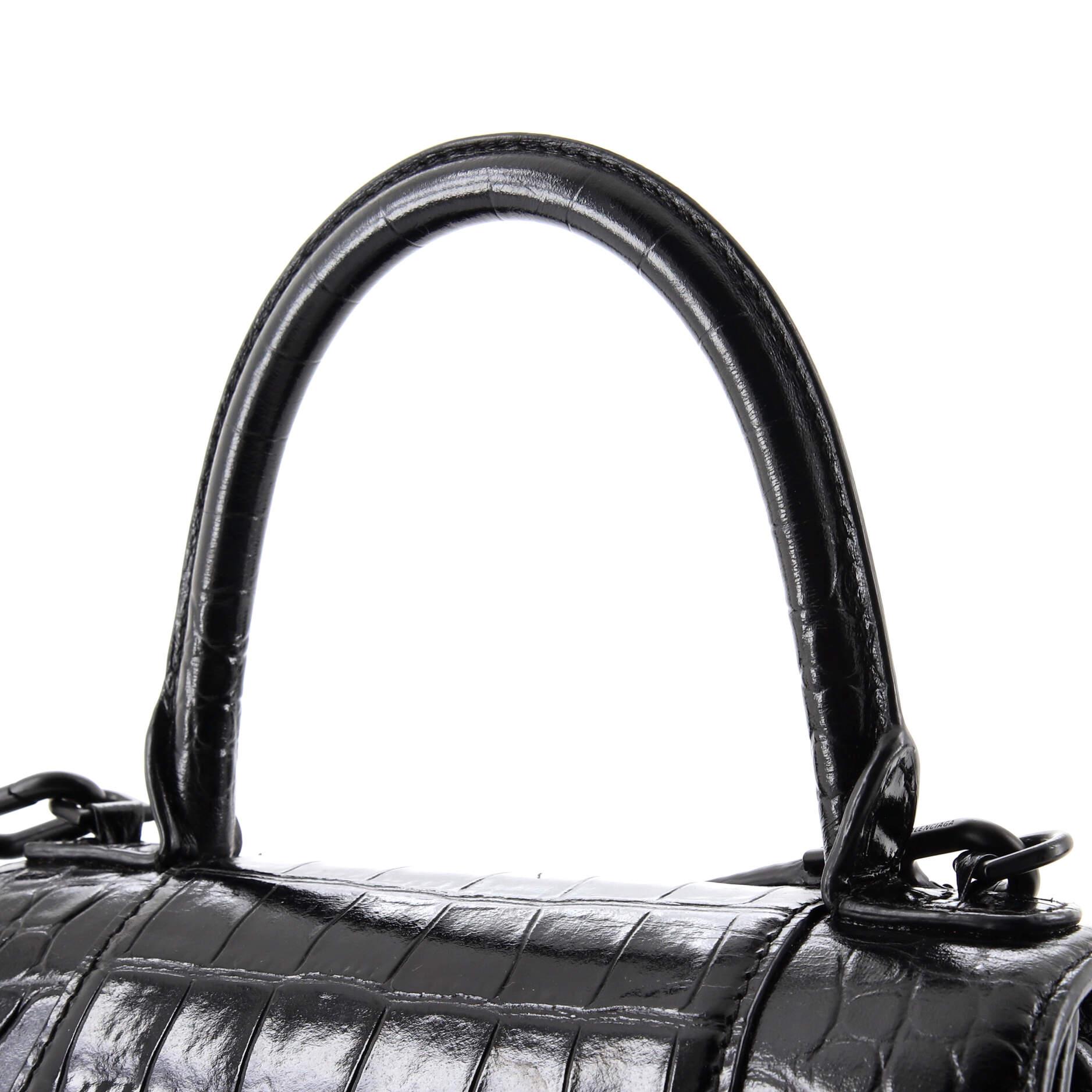 Balenciaga Hourglass Top Handle Bag Crocodile Embossed Leather Small 4