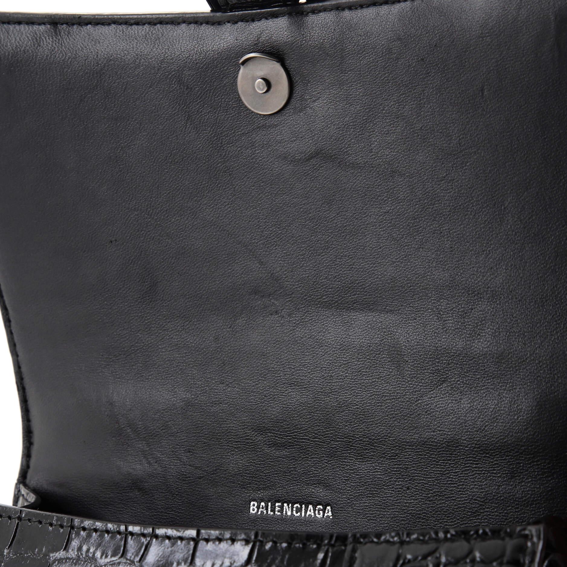 Balenciaga Hourglass Top Handle Bag Crocodile Embossed Leather Small 5
