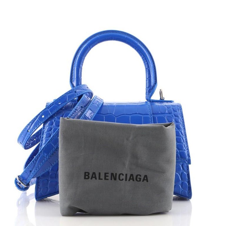 Balenciaga Hourglass Top Handle Bag Crocodile Embossed Leather XS at  1stDibs