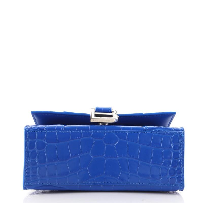 Balenciaga Hourglass Top Handle Bag Crocodile Embossed Leather XS In Good Condition In NY, NY