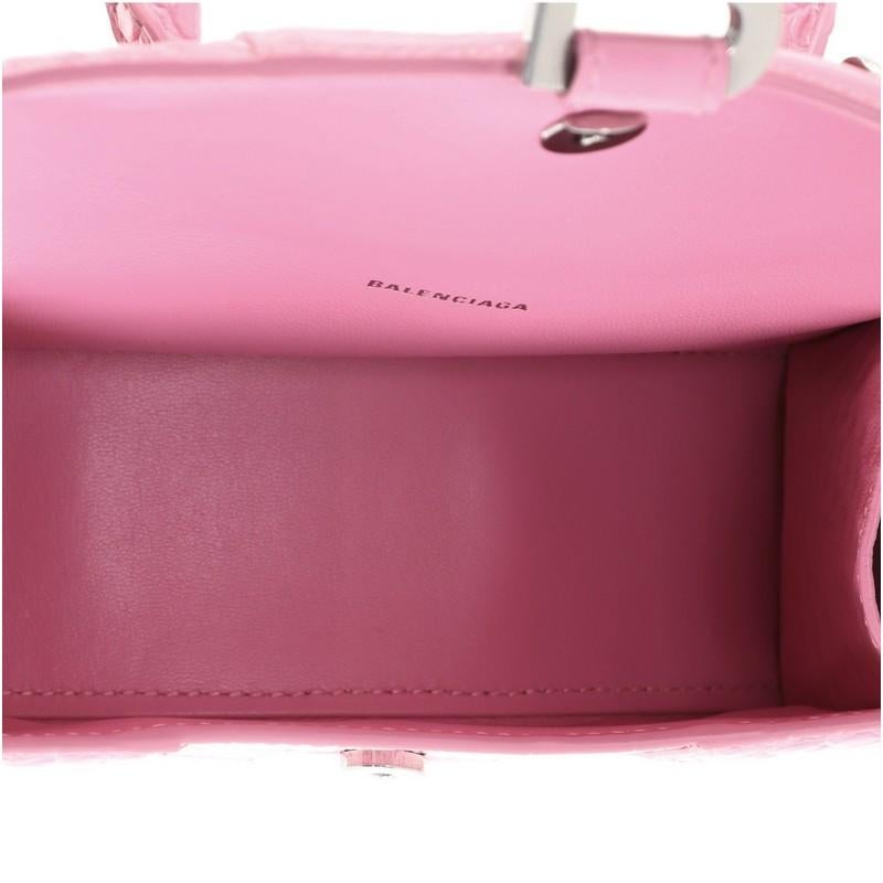 Pink Balenciaga Hourglass Top Handle Bag Crocodile Embossed Leather XS