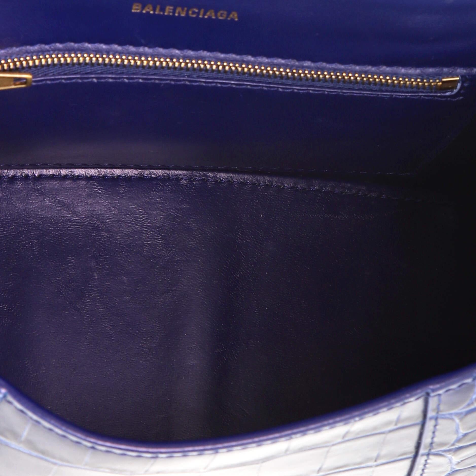 Balenciaga Hourglass Top Handle Bag Crocodile Embossed Leather XS 1
