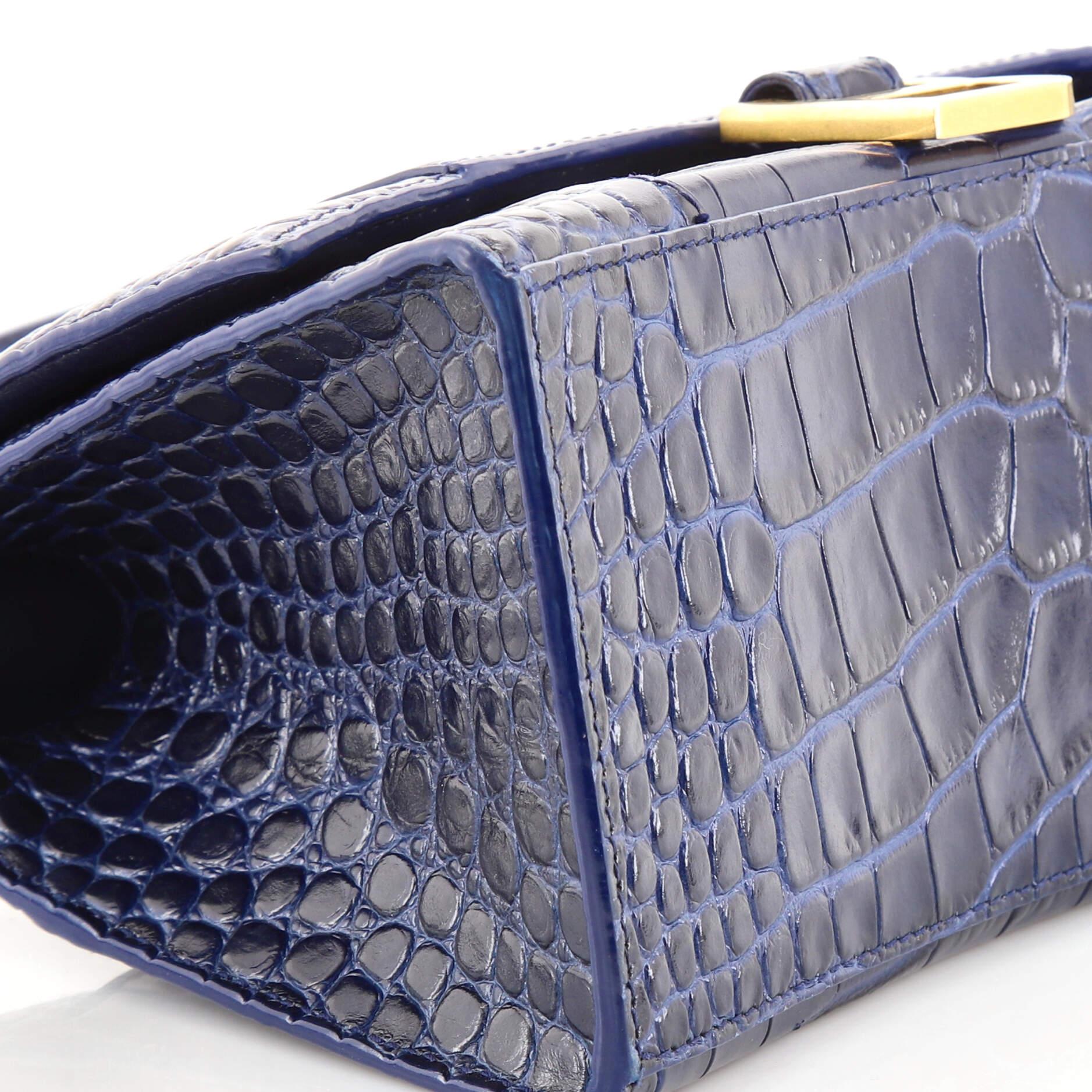 Balenciaga Hourglass Top Handle Bag Crocodile Embossed Leather XS 2