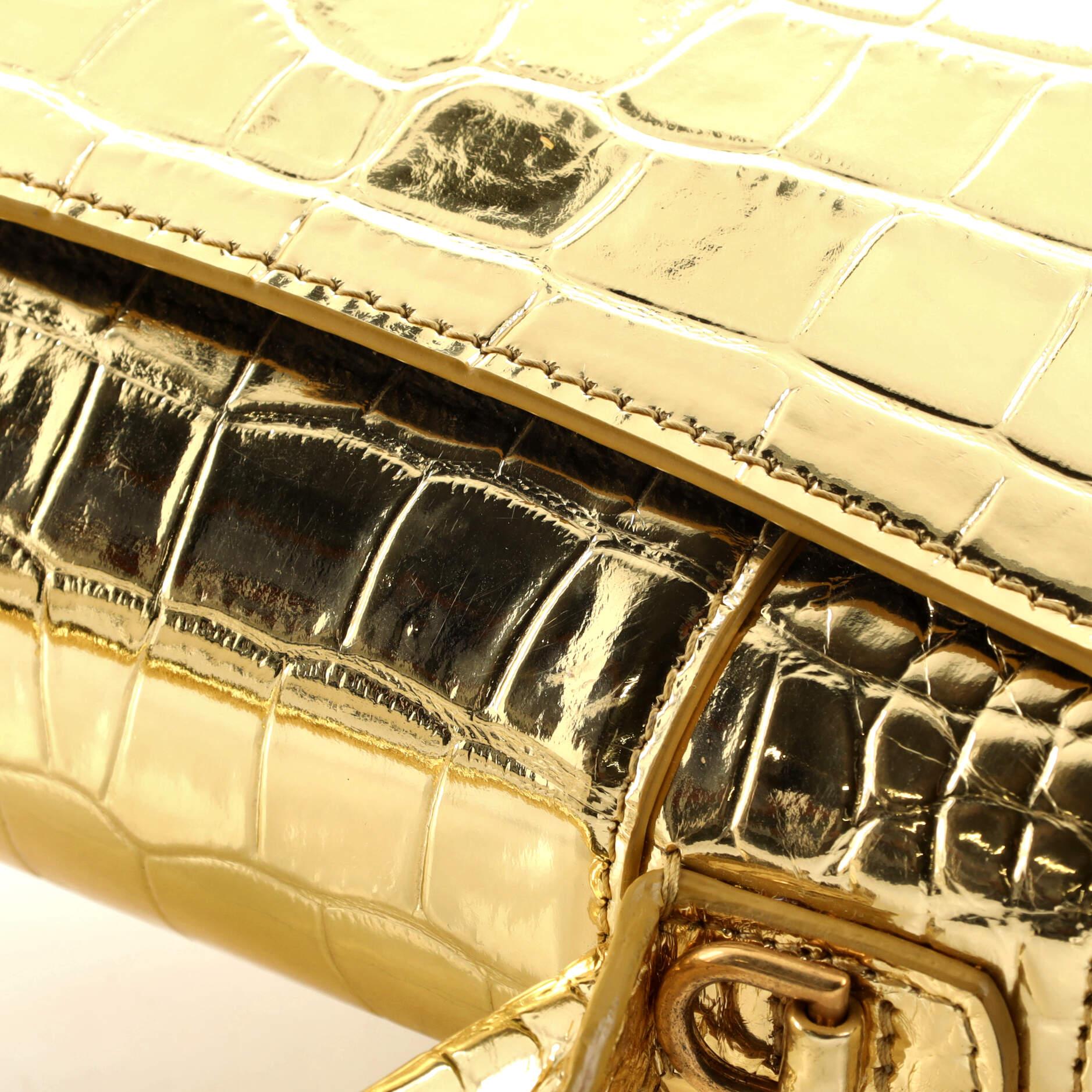 Balenciaga Hourglass Top Handle Bag Crocodile Embossed Leather XS 3