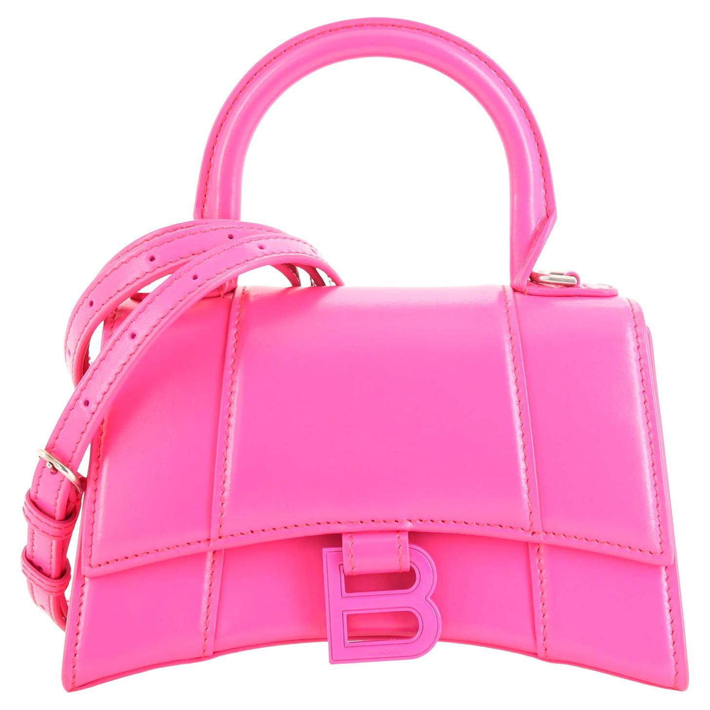 TÚI Balenciaga Hourglass Small Top Handle Bag in Light Pink Shiny Box  Calfskin