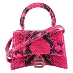 Balenciaga Hourglass Top Handle Bag Python Embossed Leather Mini