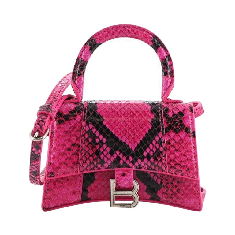 Balenciaga Hourglass Top Handle Bag Python Embossed Leather Mini
