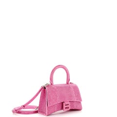 Balenciaga Hourglass Top Handle Bag Suede with Crystals XS