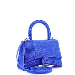 Balenciaga Hourglass Top Handle Bag Suede with Crystals XS