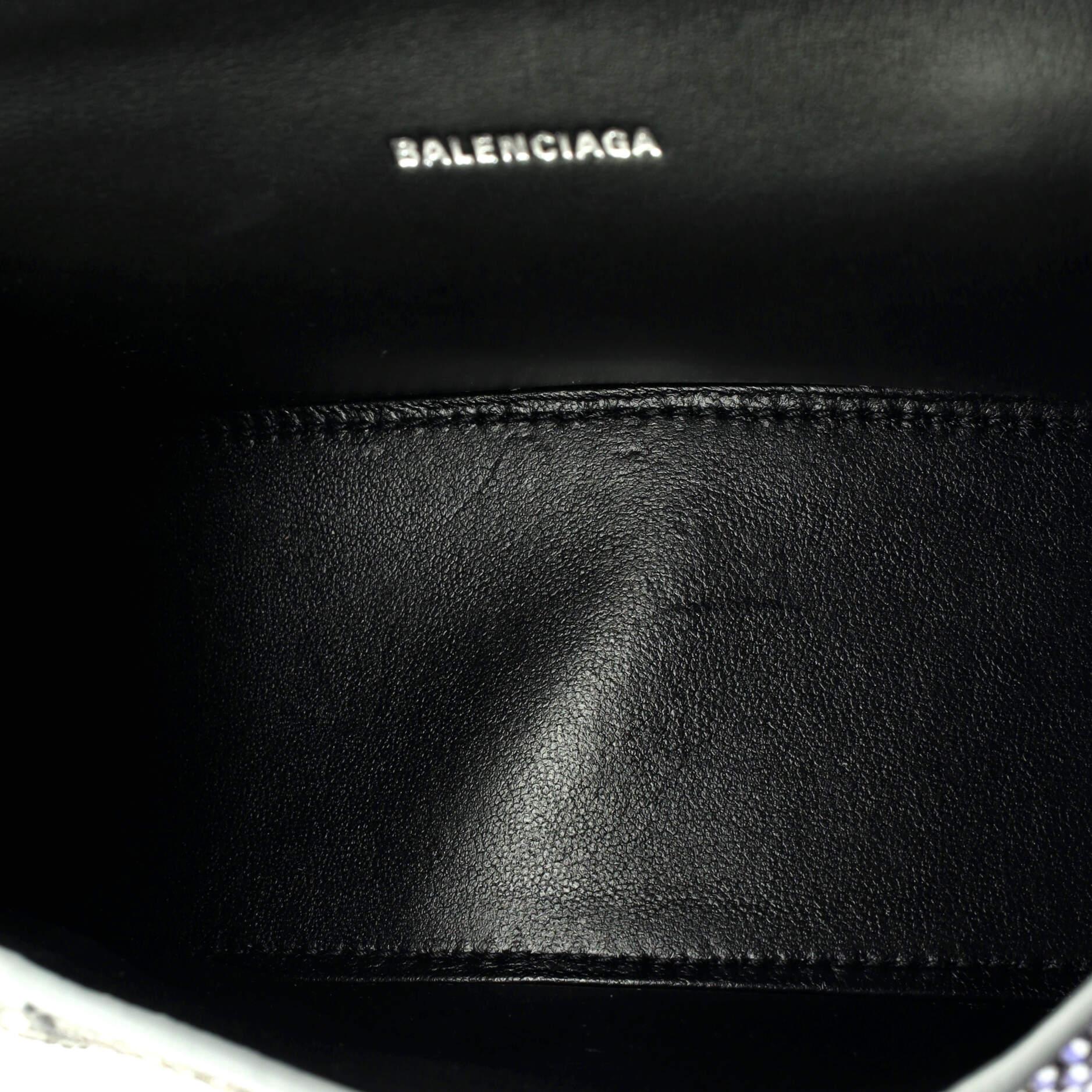 Balenciaga Hourglass Top Handle Bag Suede with Crystals XS 1