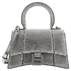 Balenciaga Hourglass Top Handle Bag Suede with Crystals XS