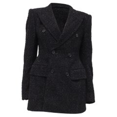 Balenciaga Hourglass Tweed Blazer in Black Cotton